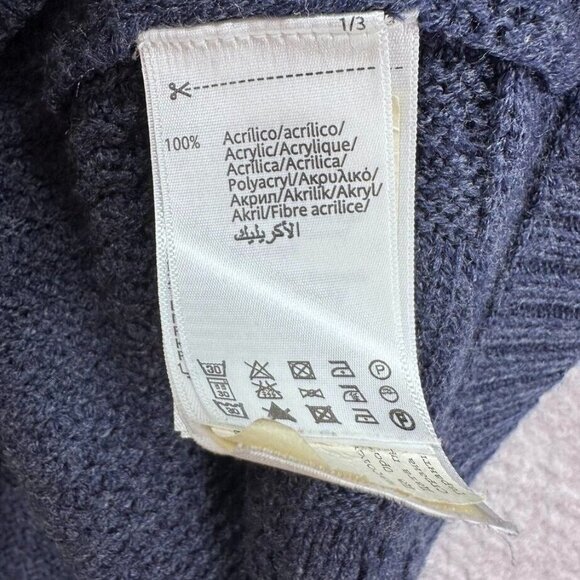 Mayoral Womens Cardigan Sweater Size 14 Navy Blue Fringe Multi Stitch Design - Picture 8 of 10